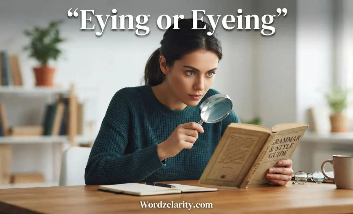 eying or eyeing