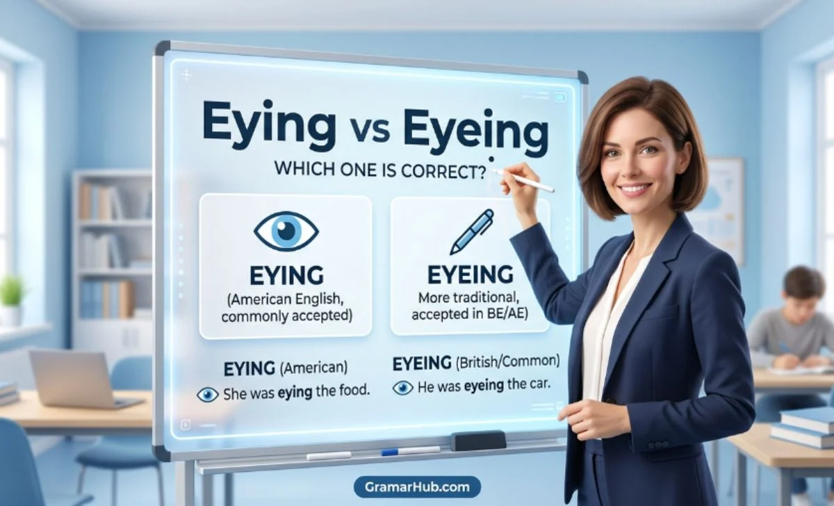 eying or eyeing